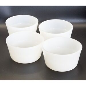 Set Of 4 Vintage 1950s Glasbake Milk Glass Custard Cups Bowls Ramekins EUC